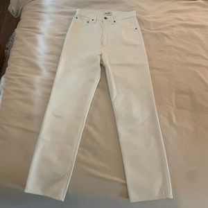 Agolde White Leather Pants straight leg
